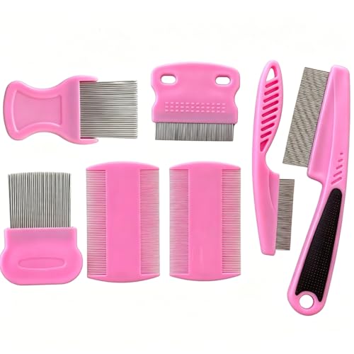 Image of Lice Comb, Lice and Nits Removal Comb, Lice Removal Machine, Head Lice Removal for Kids, Dandruff Remover Comb, 7-Piece Plastic and Stainless Steel Set with 2 Plastic Combs and 5 Stainless Steel Combs