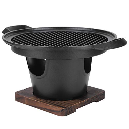 Parrilla Barbacoa Interior, Estufa Barbacoa Coreana sin Humo, Mini Parrilla Hierro Fundido con Sartén Antiadherente Estufa Carbón para Barbacoa Portátil para Interiores Y Exteriores Camping Hogar Cover