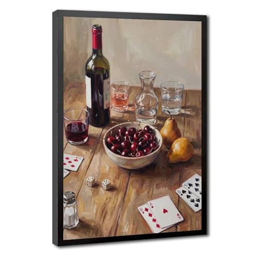 Cadeau de peinture à l'huile de vin et fruits rétro avec poster sur toile