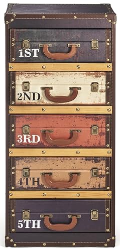 Kobolo Kofferregal Regal Retro in Kofferoptik - Bunt - 5 Fächer...