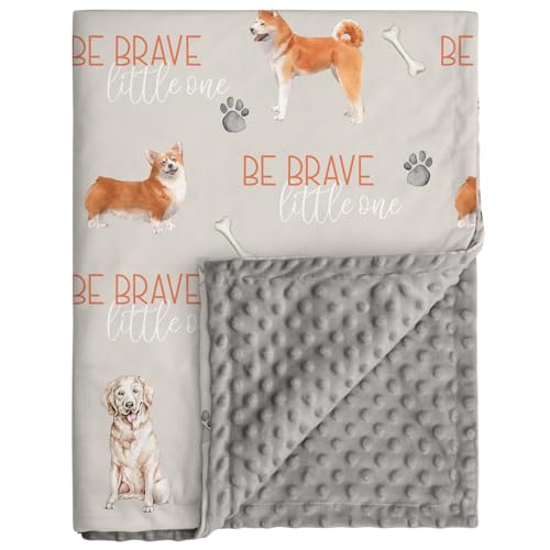 Image of CIVARUA KIDS Baby Blanket for Boys and Girls - Soft Nursery Minky Blankets for Newborn, Printed Bed Blanket with Double Layer Dotted Backing for Baby Crib Stroller, 30 x 40 Inch, Cute Puppy