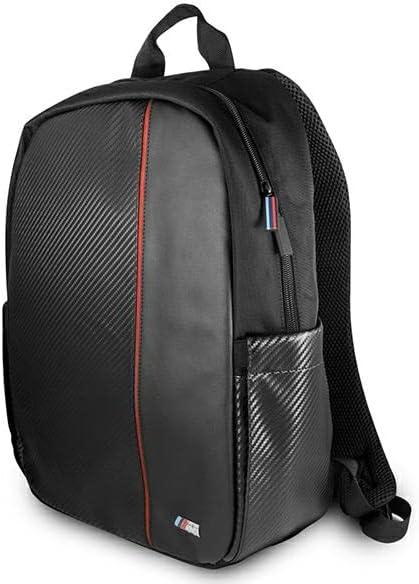 BMW BMBPCO15CAPRBK Backpack 16 Inches Black Carbon Red Stripes