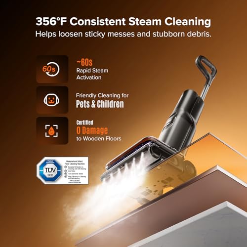 Image of roborock F25 Steam Wet Dry Vacuum Mop Combo, 356F Steam Cordless Vacuum Cleaner, 25000 Pa Suction for Hard Floor, 203F Self-Cleaning Electric Mop, 80 Min Long Runtime for Whole-House Cleaning