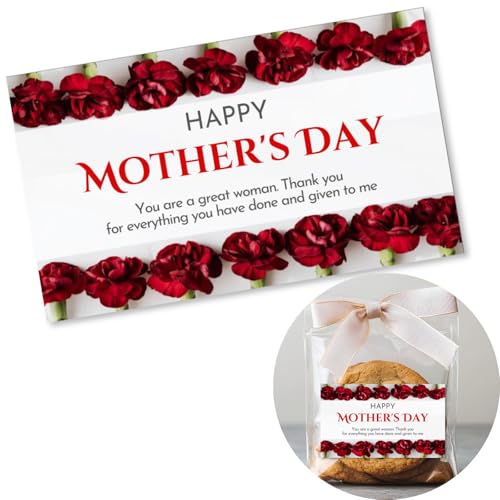 Earth Link 母の日 シール 48枚 3cm×5cm ギフトシール mother's day サンキュー ありがとう 感謝 お礼 ご挨拶 プチギフト ラッピング 贈り物 梱包資材 (カーネーション)