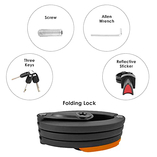 Image of WOTOW Folding Bike Lock, Heavy Duty Steel Foldable Bike Chain Lock with Mounting Bracket, 35 inch Unfolding Anti Theft Bicycle Lock with 3 Key for Mountain Road City Bikes Scooter Motorcycle
