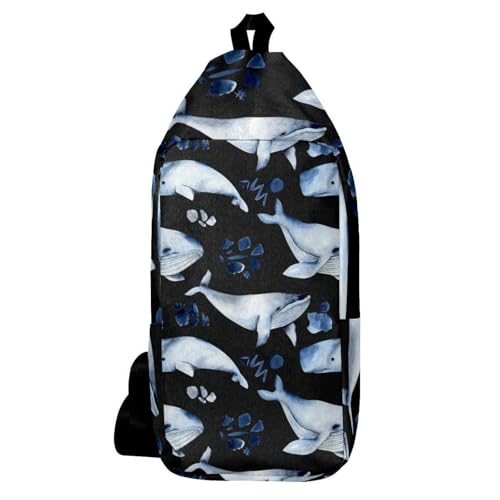Sac à dos de randonnée baleines bleues aquarelle léger pour homme et femme
