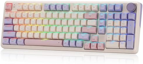 Redragon K768 PRO 100 Keys Wireless Gasket RGB Gaming Keyboard, Massive 8000 mAh PBT Mechanical Keyboard w/Hot-Swap Socket, Dedicated Knob Control & 5-Layer Noise Dampening, Custom Yolk Linear Switch