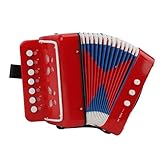 Wakects Instrumento de Educación Musical de Botón de Llave de Acordeón 7 Kids 2 de bajo con Hebilla de Cinturón, 10 Teclas Controlan Instrumentos Musicales para Niños Principiantes