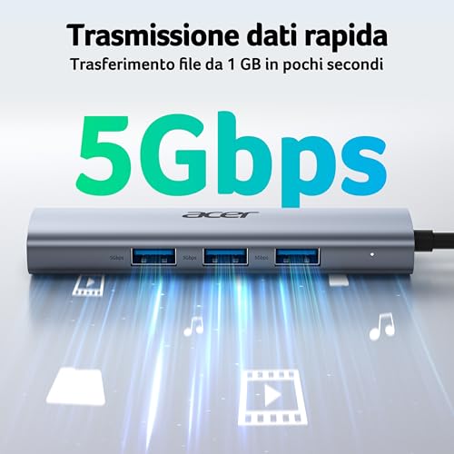 Adattatore USB C a Ethernet, hub USB C con 3 porte USB-A 3.0 e porte LAN RJ45 1 Gbps, dissipatore di calore in alluminio, adattatore da USB a rete per laptop, MacBook Pro, iPad, XPS e altro - Hub USB - Immagine 4