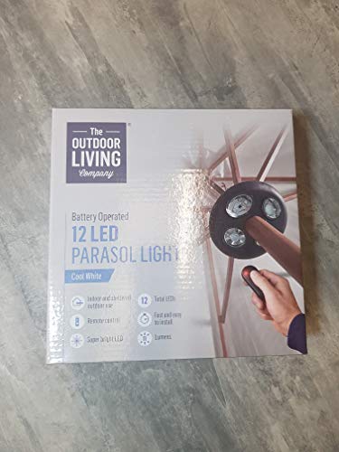Battery Operated 12 LED Parasol Light - Cool White