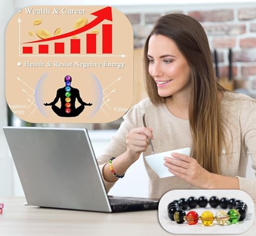 Black Obsidian Feng Shui Bracelet - Five Wealth Gods Design with Gold-Plated Spacers & Consecrated Spiritual Talisman - Unisex Meditation Mala for Prosperity, Fortune & Luck3