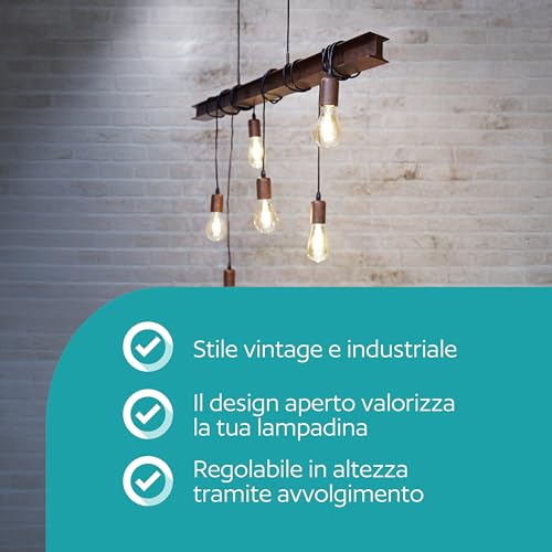 Eglo Lampada A Sospensione Townshend 4 In Marrone Scuro - 2