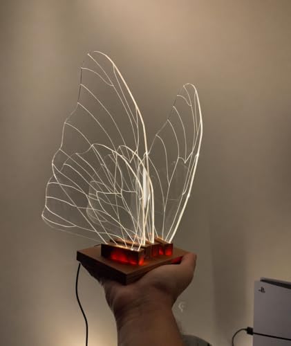 Image of Acrylic Butterfly LED Table Lamp, Large Decorative Table Lamp, 10' * 10.4' * 7', Warm White Butterfly Design, Acrylic Edge Lit, 3D Fancy Night Light with 3D Printed Base