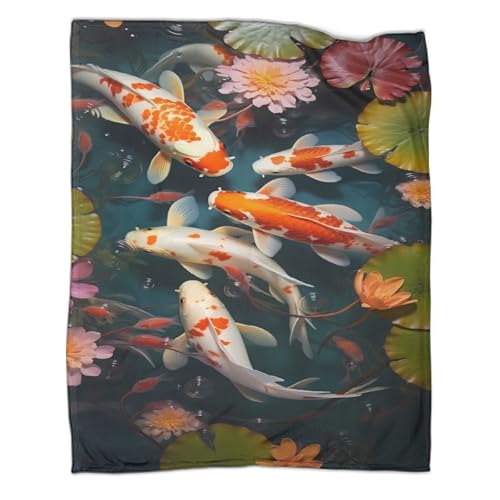 Couverture Koi Fish Pond en microfibres doux de 150x200cm pour canapé