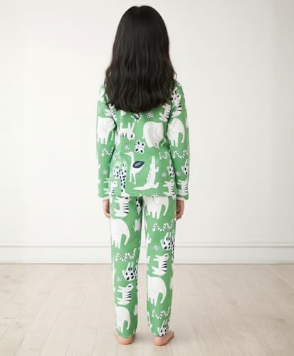 Image of Anthrilo Pure Cotton Printed Pyjama Set for Girls | Sleepwear | Night Suit, Night Wear | Long Sleeves T-Shirt & Pyjama | Regular Wear | 0-14 Years