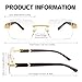 LIU·WEN Fashion Rimless Sunglasses for Men 3 Pack - Retro Frameless Rectangle Men Shades Tinted Eyewear(Clear + Brown + Gray)