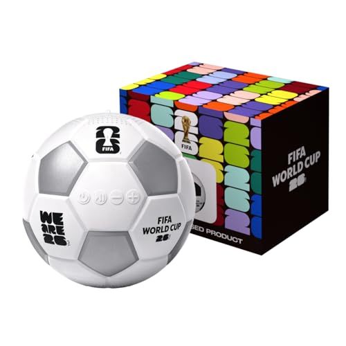Covbozk FIFA World Cup 2026 Wireless Bluetooth Speaker - Portable Soccer Ball Shaped Smart Speaker with Dynamic RGB LED, Loud Stereo Sound, Mini Wireless Speaker with TF Card & Lanyard Hole (White)