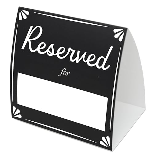 Reserved For Table Signs 20 Pack | Table Tent Place Cards for Weddings, Restaurants, Events
