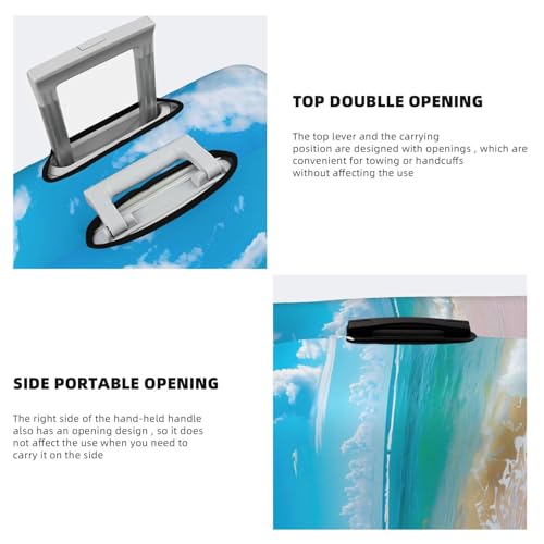 Ocean Sea Beach Themed Travel Luggage Cover Elastic Suitcase Covers Washable Anti Scratch Luggage Dust Covers Protector, Fits 25-28 inch Luggage, L4