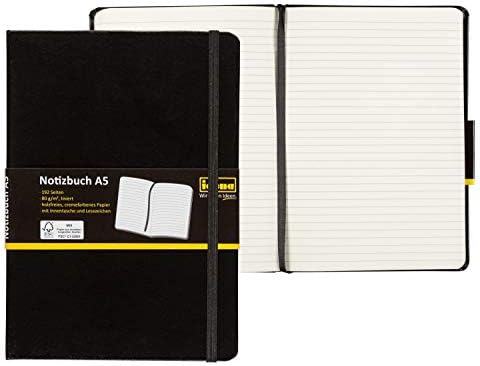 Idena 209284 - Notebook DIN A5, FSC mix, lined, cream-colored paper, 192 pages, 80 g / m & sup2 ;, hardcover in black, 1 piece