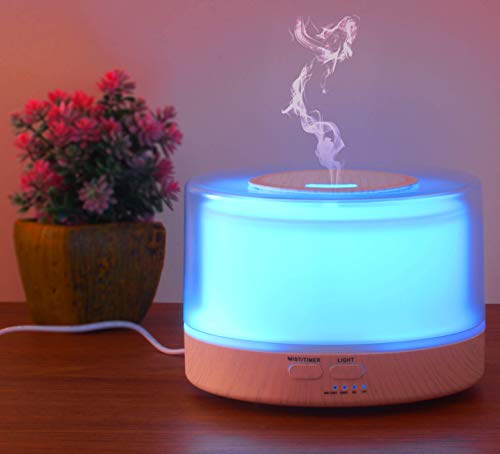 Umidificador Aromatizador De Ar Purificador Luminária Led Rgb 7 Cores com Controle Remoto (Madeira)