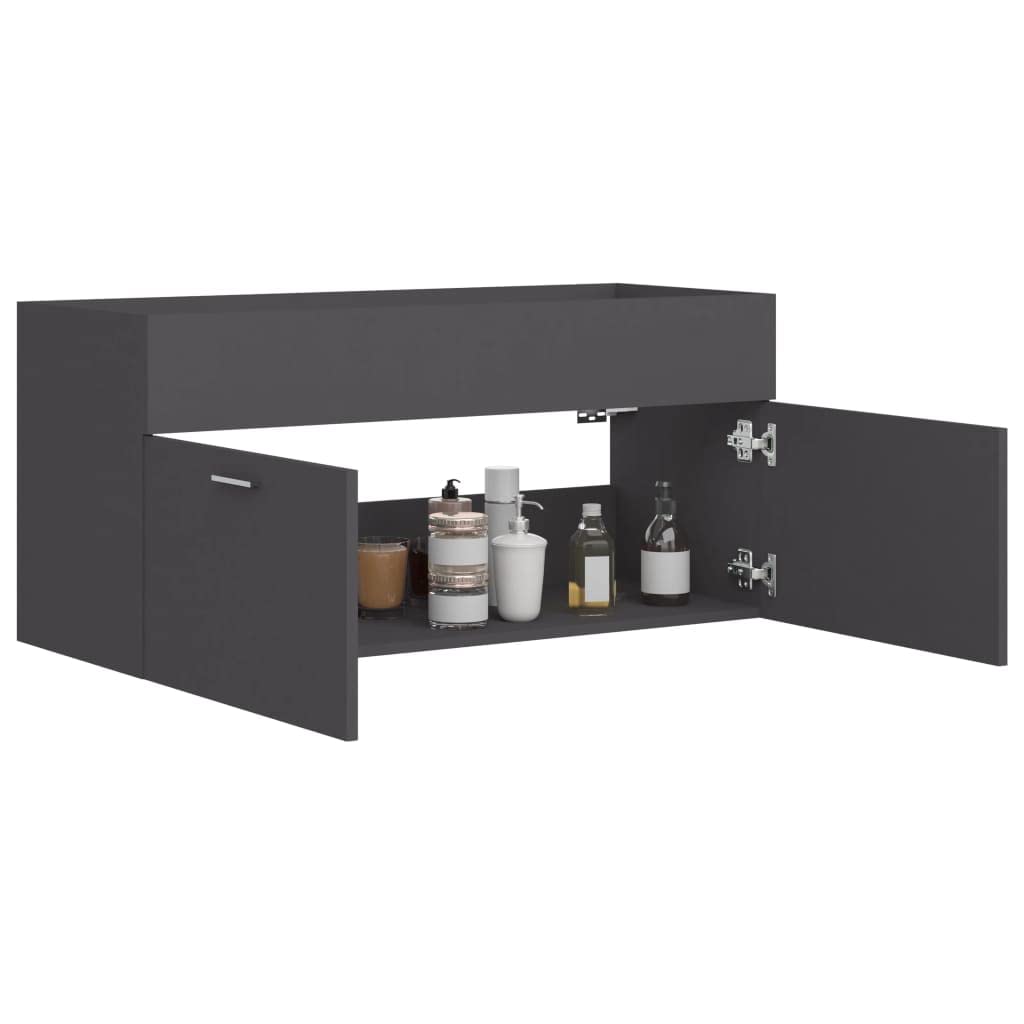 Mobile con Lavello Grigio 100x38.5x46 cm Legno Ingegnerizzato