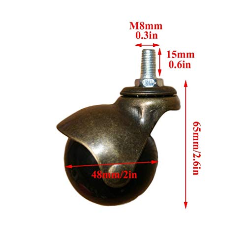 Furniture Casters with Threaded Rod Mounting, Smooth Rolling Ball Caster Wheels for Office Chairs, Sofas, and Coffee Tables (M8 10 pcs)