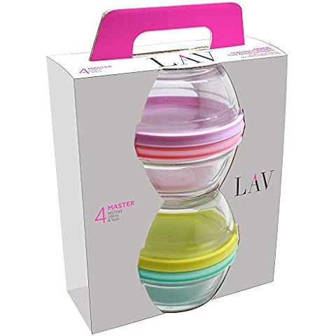 technic24 LAV Master Series Glass Bowls Set of 8 4 x Bowls 4 x Lids 250 ml Glass Key Bowls Dishwasher Safe Cover