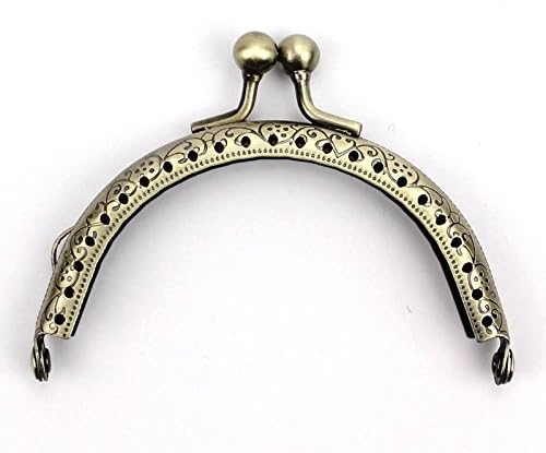 Kissdiy 5pcs 3.3 inch Metal Purse Frames Snap Clasp for Small Coin Style Purse Antique Bronze Tone 8.5cm