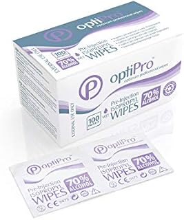 OptiPro Pre-Injection Wipes - Individually Wrapped Disposable Medical Skin Cleaning Easy-Tear 70% Isopropyl Alcohol Sachet Wipes (100 Count (Pack of 1))