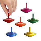 peonza juego reglas ❤Tamaño: Diámetro de aproximadamente 4,5 cm, mango de madera de aproximadamente 2 cm. Tamaño perfecto para su hijo. El embalaje incluye 30 giroscopios (colores al azar).