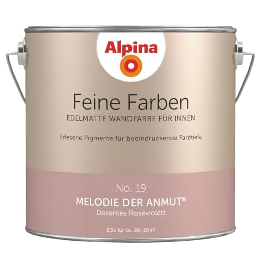 Alpina 2,5 L. Feine Farben, Farbwahl, Edelmatte Wandfarbe für Innen (No.19 Melodie der Anmut - Dezen