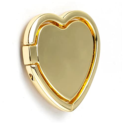 [2 Packs] Love Heart Shaped Glossy Finish Cell Phone Ring Holder Stand, 360 Degree Rotation Finger Ring Kickstand with Polished Metal Phone Grip for Magnetic Car Mount, Smartphone Accessories