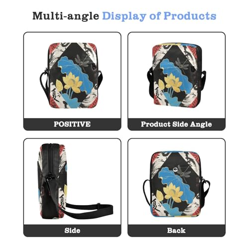 messenger bag for women shoulder bags Women's Purse Adjustable Strap for business business- flower Japanese Red4