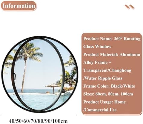 360° Rotatable Tempered Glass Round Porthole Window - Flush Mount Aluminum Alloy Portlight for Bathroom, Bedroom, Living Room, Yacht, RV, Modern Home Decor
