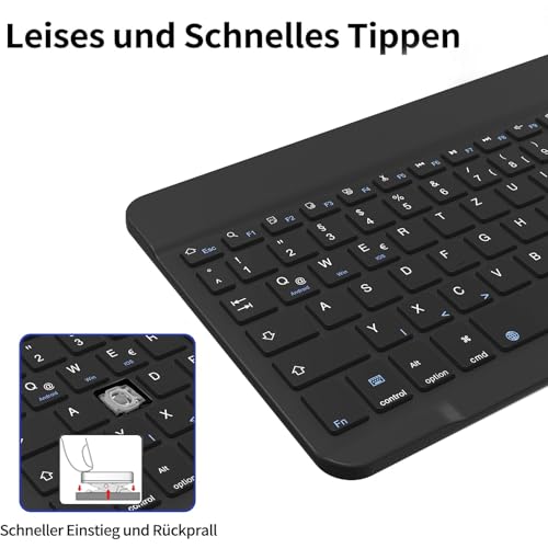 aoub Kabellose Bluetooth Tragbare Tastatur mit deutschem QWERTZ Layout – Ansicht 5