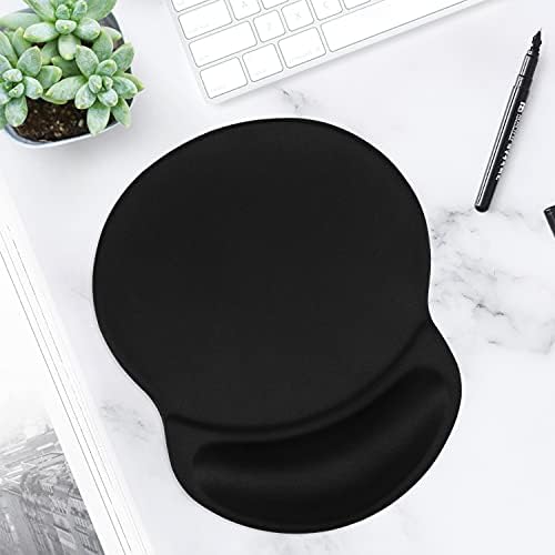 ITNRSIIET Ergonomic Mouse Pad with Gel Wrist Rest Support Gaming Small Wrist Rest Smooth Surface Non-Slip PU Base Comfortable Office Supplies Pain Relief, 8.7 x 7.2 inches, Black - 5