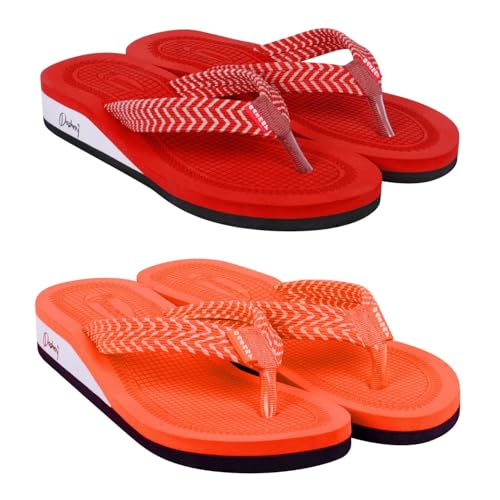 Image of Dashny Women's (1436-1434) |Extra Super Soft Comfortable Slippers |Red Brown Casual Slides Slippers
