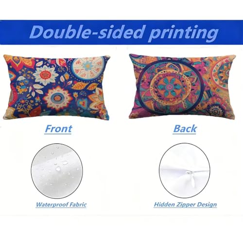 Housse de Coussin Extérieur 60x90 cm Imperméable Aspect Lin Lot de 2