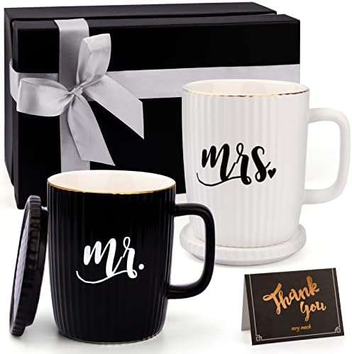 Wedding Gifts for Couples, Mr and Mrs Coffee Mugs Engagement Gifts for Newlyweds Bridal Shower Anniversary Present for Bride To Be Married Couples Gifts for Bride and Groom, His and Hers,Wife Husband