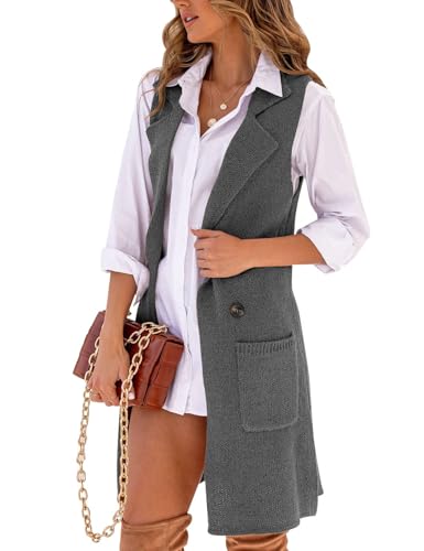 Image of IDEALSANXUN Womens Long Sweater Vest Fall Winter Sleeveless Knit Cardigan Outerwear