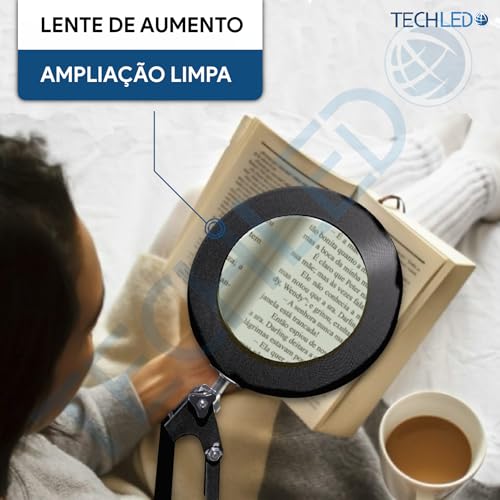 Luminaria de Led com Lupa Aumento Garra e Base Luminaria de Mesa Articulavel Ring Light Controle de