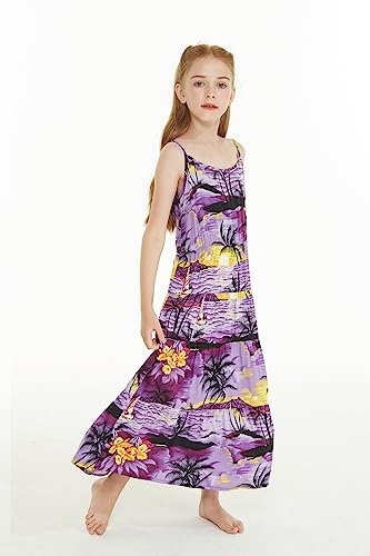 Girl Hawaiian Maxi Tiered Dress in Sunset4