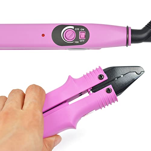 Hair Extensions Tool Kits With Fusion Heat Iron Connector Wand Us Plug 50 Pcs Single Hole Heat Shield Guards 10 Pcs Hair Clips 50G Keratin Beads (Pink A Head) #TOP3