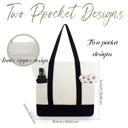 Capoda 16 x 14 Canvas Tote Bags with 2 Pocket, Bulk Zipper Totes Reusable Blank Sublimation Bags for Shopping Grocery DIY(8 Pieces,16 x 14 Inch) by Capoda - Used condition - Image 4