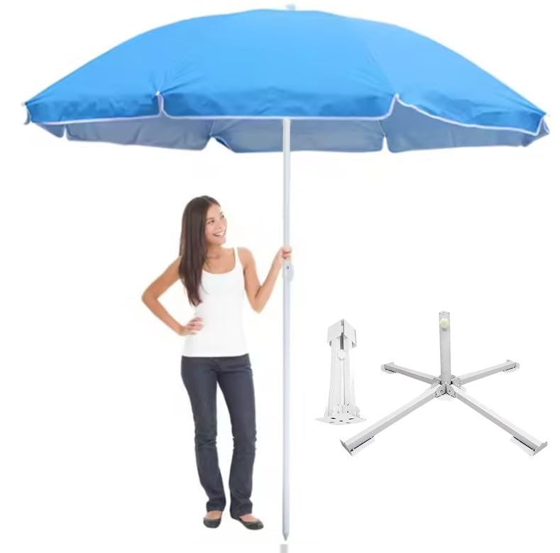 RAINPOPSON Garden Umbrella With Stand 8ft Outdoor Big Size for Garden,Shop,Hotel,Restudent Garden Umbrella (Cyan) H5