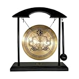 Feng Shui Brass Gong 8.26inch/21cm Desktop Gong Traditional Chinese Brass Gong Musical Instrument for Housewarming Home Decor and Sound Healing Oriental Chinese Style Gifts and Feng Shui Use