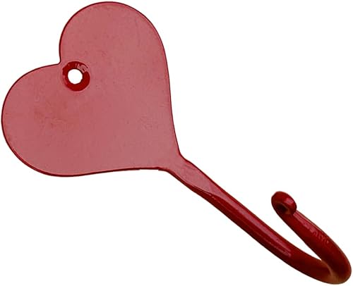 Miniatura 3 de Living Ideas Gancho de pared forjado a mano con forma de corazón para toalla de cocina, hierro forjado hecho a mano, gancho montado en la pared para