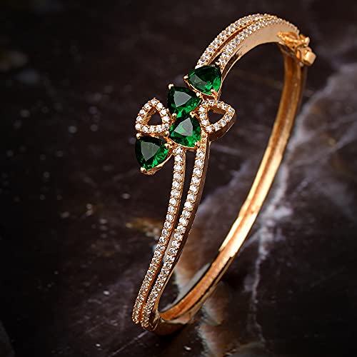 Image of SARAF RS JEWELLERY Beautiful Intricate Design Gold Plated American Diamond Handcrafted Stylish Bangle Bracelet for Women and Girls