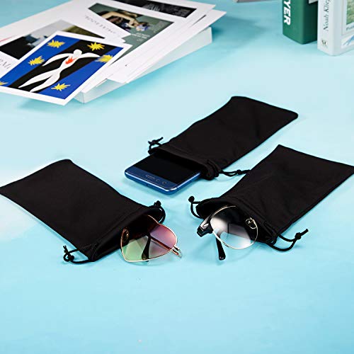 100 Pieces Microfiber Case Pouch Bag Glasses Sunglasses Case With 2 Pieces Cloth (Black) #TOP6
